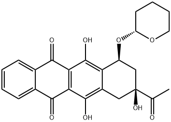 (7S)-9-Acetyl-7β-[[(R)-tetrahydro-2H-pyran-2-yl]oxy]-7,8,9,10-tetrahydro-6,9β,11-trihydroxynaphthacene-5,12-dione Structure