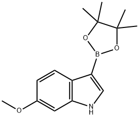 1H-Indole, 6-methoxy-3-(4,4,5,5-tetramethyl-1,3,2-dioxaborolan-2-yl)- 구조식 이미지