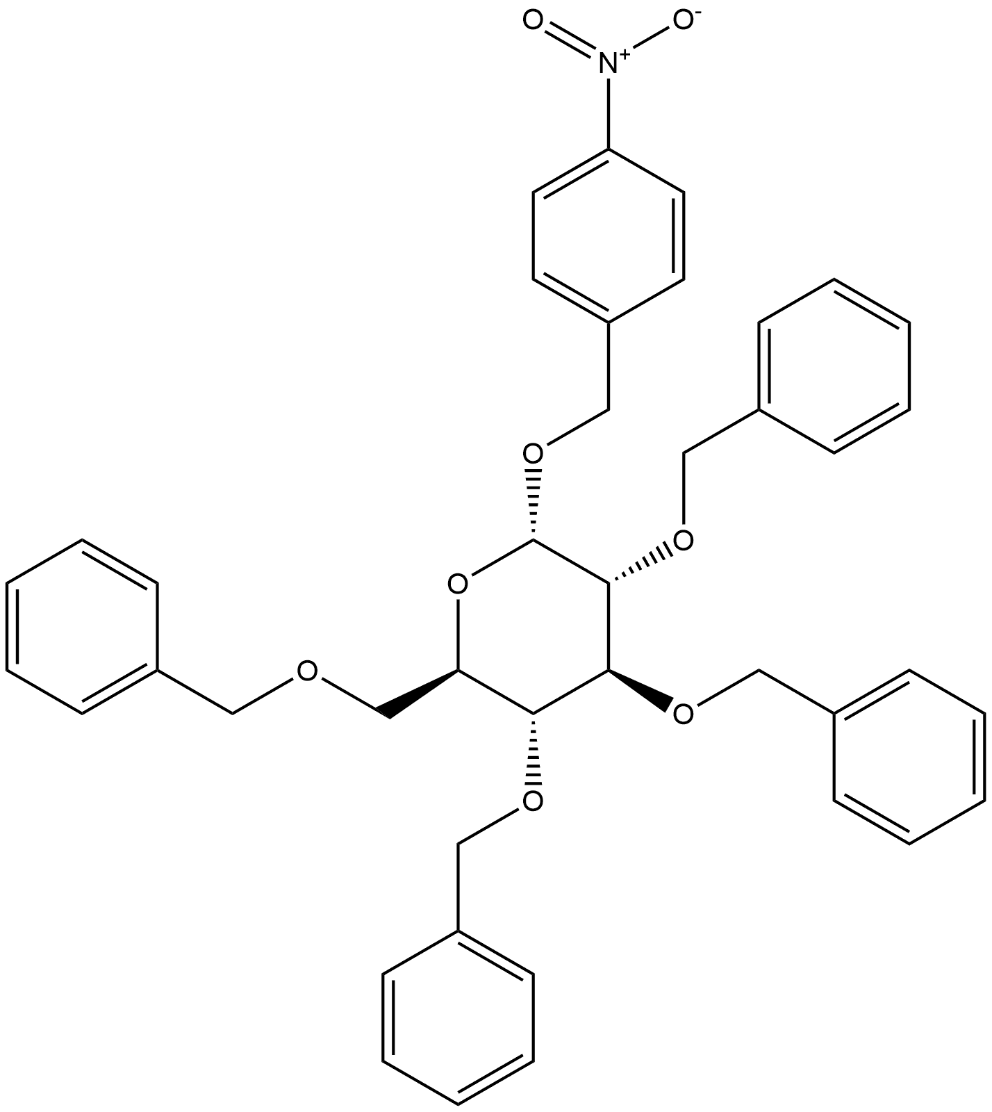 α-D-Glucopyranoside, (4-nitrophenyl)methyl 2,3,4,6-tetrakis-O-(phenylmethyl)- Structure