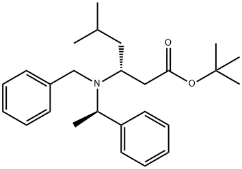 Hexanoic acid, 5-methyl-3-[[(1R)-1-phenylethyl](phenylmethyl)amino]-, 1,1-dimethylethyl ester, (3R)- Structure