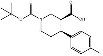 1,3-Piperidinedicarboxylic acid, 4-(4-fluorophenyl)-, 1-(1,1-dimethylethyl) ester, (3S,4S)- Structure