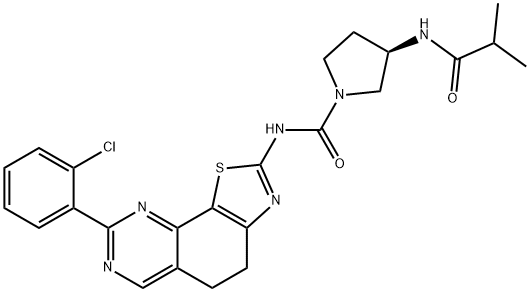 (3R)-N-[8-(2-chlorophenyl)-4H,5H-[1,3]thiazolo[4,5-h]quinazolin-2-yl]-3-(2-methylpropanamido)pyrrolidine-1-carboxamide Structure