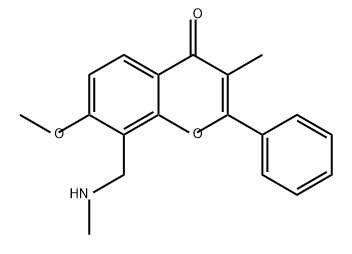 4H-1-Benzopyran-4-one, 7-methoxy-3-methyl-8-[(methylamino)methyl]-2-phenyl- Structure