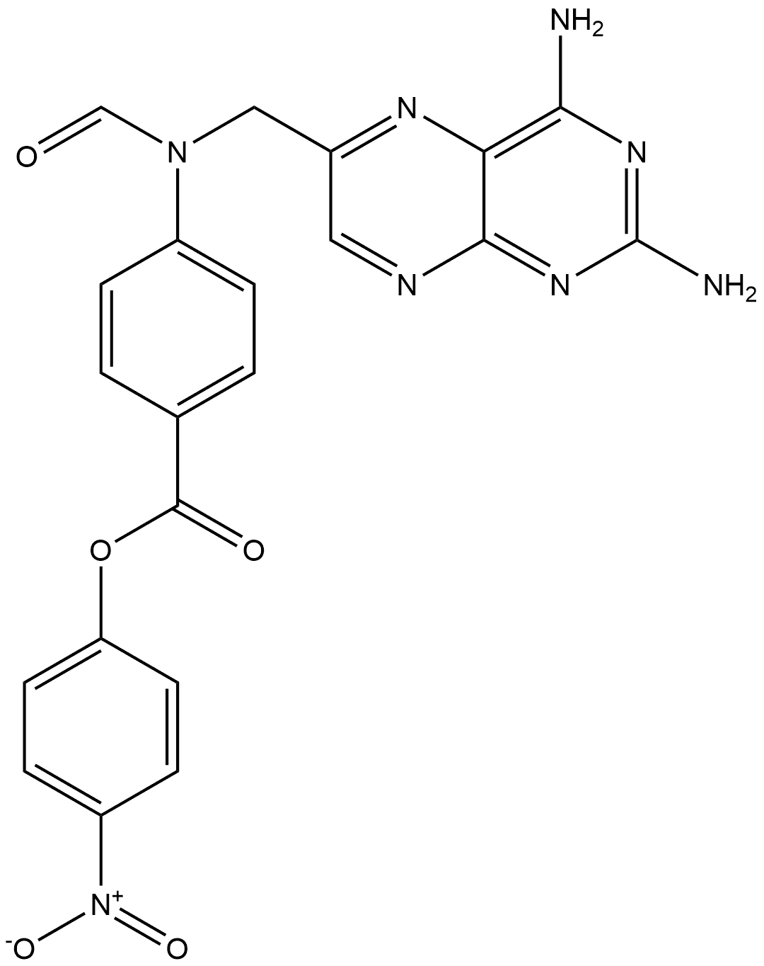 Benzoic acid, 4-[[(2,4-diamino-6-pteridinyl)methyl]formylamino]-, 4-nitrophenyl ester Structure