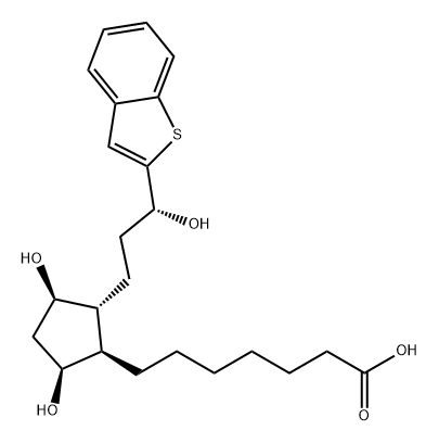 Cyclopentaneheptanoic acid, 2-[(3R)-3-benzo[b]thien-2-yl-3-hydroxypropyl]-3,5-dihydroxy-, (1R,2R,3R,5S)- Structure