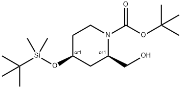 rel-1,1-Dimethylethyl (2R,4S)-4-[[(1,1-dimethylethyl)dimethylsilyl]oxy]-2-(hydroxymethyl)-1-piperidinecarboxylate Structure