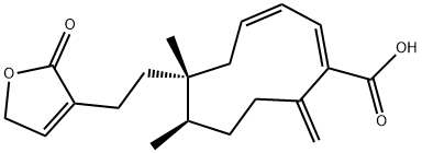 1,3-Cyclodecadiene-1-carboxylic acid, 6-[2-(2,5-dihydro-2-oxo-3-furanyl)ethyl]-6,7-dimethyl-10-methylene-, [6R-(1E,3Z,6R*,7R*)]- (9CI) Structure