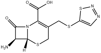 (6R,7R)-7α-Amino-8-oxo-3-(1,2,3-thiadiazol-5-ylthiomethyl)-5-thia-1-azabicyclo[4.2.0]oct-2-ene-2-carboxylic acid 구조식 이미지
