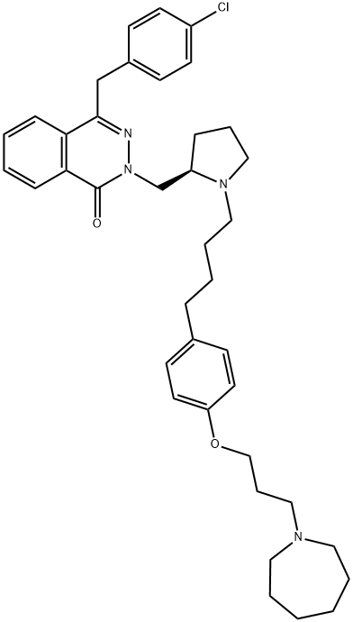 1(2H)-Phthalazinone, 4-[(4-chlorophenyl)methyl]-2-[[(2R)-1-[4-[4-[3-(hexahydro-1H-azepin-1-yl)propoxy]phenyl]butyl]-2-pyrrolidinyl]methyl]- Structure