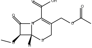 5-Thia-1-azabicyclo[4.2.0]oct-2-ene-2-carboxylic acid, 3-[(acetyloxy)methyl]-7-methoxy-8-oxo-, (6R,7S)- Structure