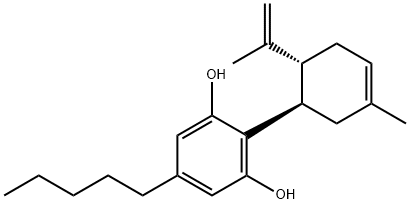 1,3-Benzenediol, 2-[3-methyl-6-(1-methylethenyl)-3-cyclohexen-1-yl]-5-pentyl-, (1R-trans)- Structure