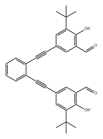 Benzaldehyde, 3,3'-(1,2-phenylenedi-2,1-ethynediyl)bis[5-(1,1-dimethylethyl)-6-hydroxy- Structure