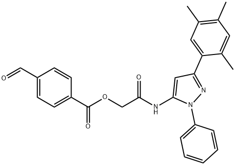 {[1-phenyl-3-(2,4,5-trimethylphenyl)-1H-pyrazol-5- yl]carbamoyl}methyl 4-formylbenzoate Structure