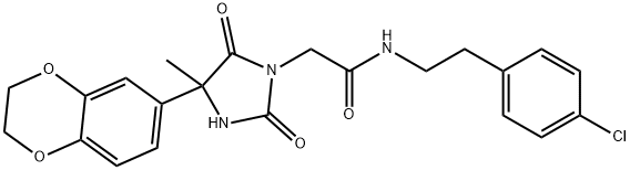 1-Imidazolidineacetamide, N-[2-(4-chlorophenyl)ethyl]-4-(2,3-dihydro-1,4-benzodioxin-6-yl)-4-methyl-2,5-dioxo- 구조식 이미지