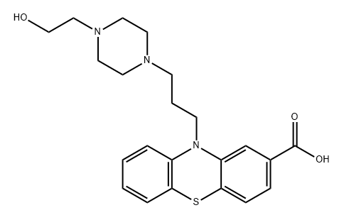 10H-Phenothiazine-2-carboxylic acid, 10-[3-[4-(2-hydroxyethyl)-1-piperazinyl]propyl]- Structure