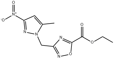 1,2,4-OXADIAZOLE-5-CARBOXYLIC ACID, 3-[(5-METHYL-3-NITRO-1H-PYRAZOL-1-YL)METHYL]-, ETHYL ESTER Structure