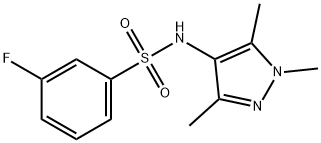 3-fluoro-N-(1,3,5-trimethyl-1H-pyrazol-4-yl)benzen e-1-sulfonamide 구조식 이미지