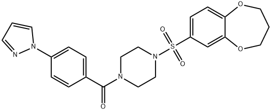 Methanone, [4-[(3,4-dihydro-2H-1,5-benzodioxepin-7-yl)sulfonyl]-1-piperazinyl][4-(1H-pyrazol-1-yl)phenyl]- 구조식 이미지