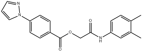 Benzoic acid, 4-(1H-pyrazol-1-yl)-, 2-[(3,4-dimethylphenyl)amino]-2-oxoethyl ester 구조식 이미지