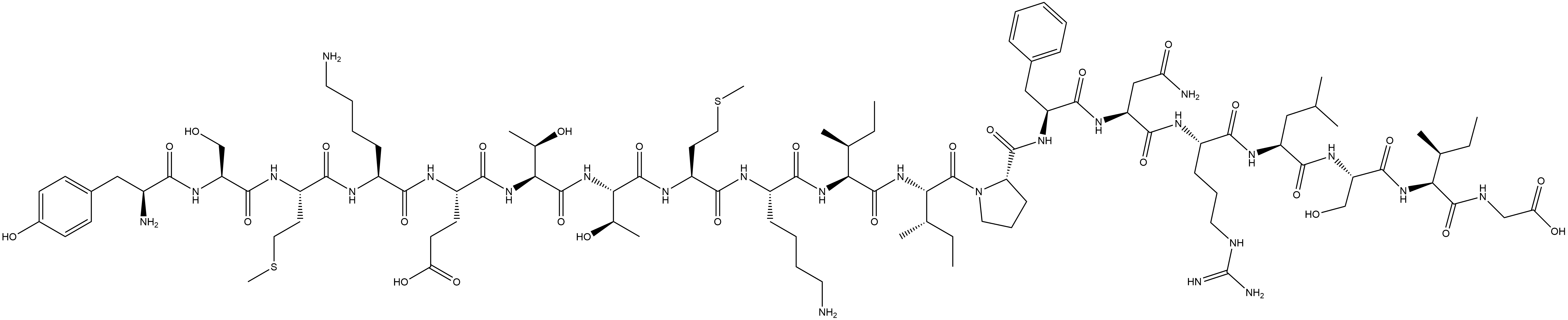 L-Tyrosyl-L-seryl-L-methionyl-L-lysyl-L-α-glutamyl-L-threonyl-L-threonyl-L-methionyl-L-lysyl-L-isoleucyl-L-isoleucyl-L-prolyl-L-phenylalanyl-L-asparaginyl-L-arginyl-L-leucyl-L-seryl-L-isoleucylglycine Structure