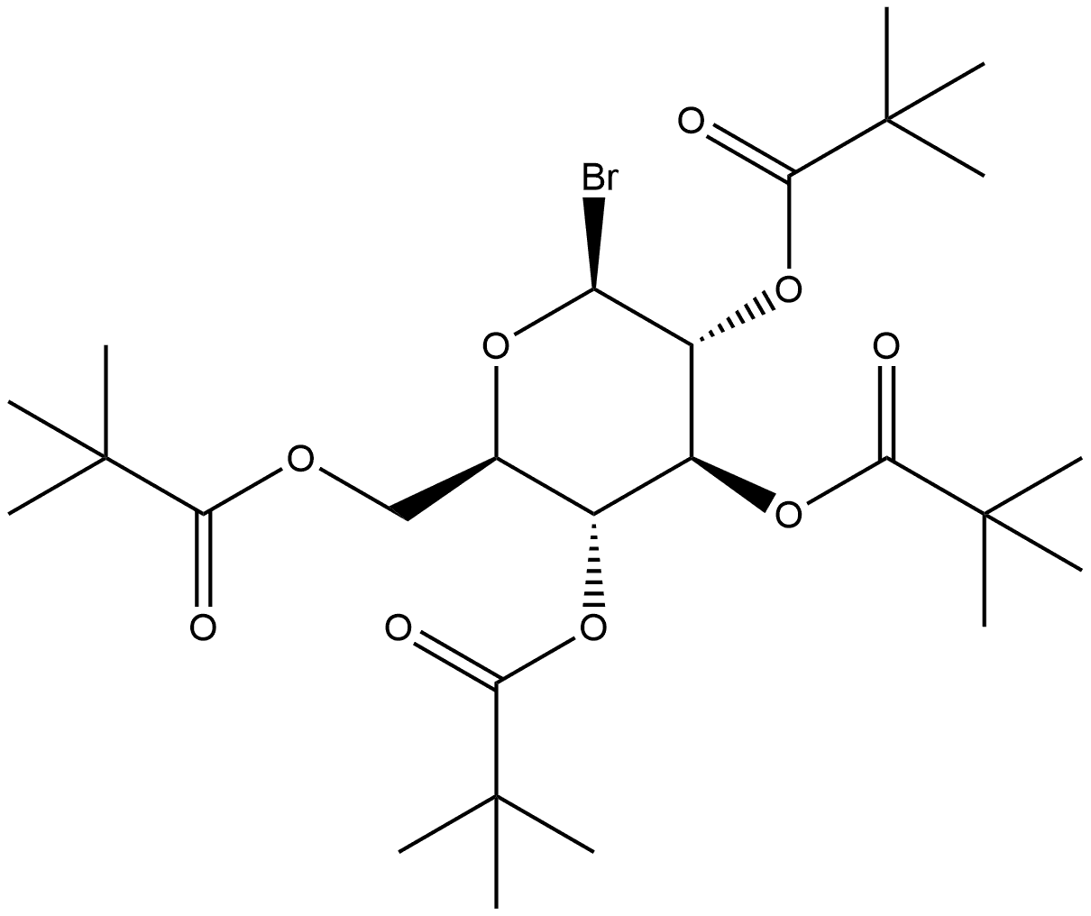 β-D-Glucopyranosyl bromide, 2,3,4,6-tetrakis(2,2-dimethylpropanoate) Structure