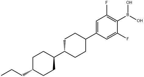 Boronic acid, B-[2,6-difluoro-4-[(trans,trans)-4'-propyl[1,1'-bicyclohexyl]-4-yl]phenyl]- Structure