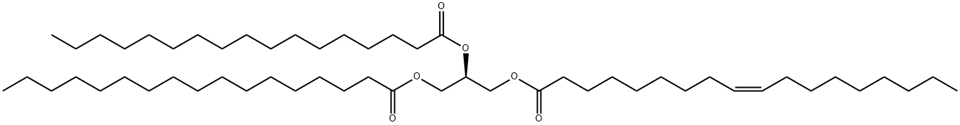 9-Octadecenoic acid (9Z)-, (2R)-2,3-bis[(1-oxoheptadecyl)oxy]propyl ester Structure