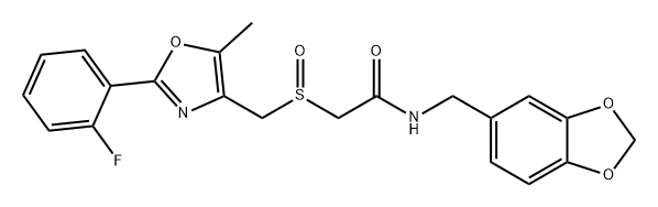 Acetamide, N-(1,3-benzodioxol-5-ylmethyl)-2-[[[2-(2-fluorophenyl)-5-methyl-4-oxazolyl]methyl]sulfinyl]- Structure