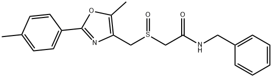 Acetamide, 2-[[[5-methyl-2-(4-methylphenyl)-4-oxazolyl]methyl]sulfinyl]-N-(phenylmethyl)- Structure