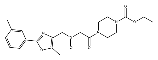 1-Piperazinecarboxylic acid, 4-[2-[[[5-methyl-2-(3-methylphenyl)-4-oxazolyl]methyl]sulfinyl]acetyl]-, ethyl ester Structure