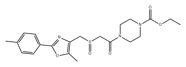 1-Piperazinecarboxylic acid, 4-[2-[[[5-methyl-2-(4-methylphenyl)-4-oxazolyl]methyl]sulfinyl]acetyl]-, ethyl ester Structure