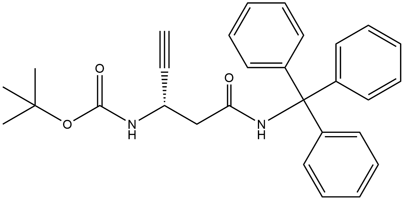 tert-butyl (S)-(5-oxo-5-(tritylamino)pent-1-yn-3-yl)carbamate 구조식 이미지