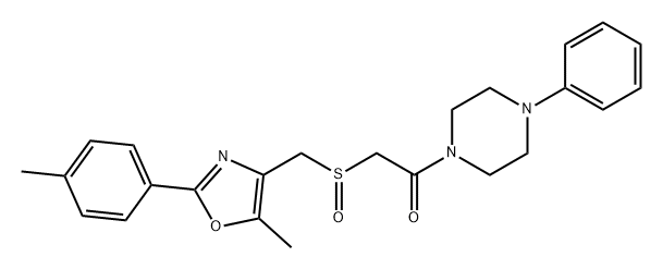 Ethanone, 2-[[[5-methyl-2-(4-methylphenyl)-4-oxazolyl]methyl]sulfinyl]-1-(4-phenyl-1-piperazinyl)- 구조식 이미지