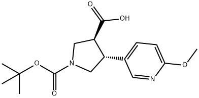 1,3-Pyrrolidinedicarboxylic acid, 4-(6-methoxy-3-pyridinyl)-, 1-(1,1-dimethylethyl) ester, (3S,4R)- 구조식 이미지