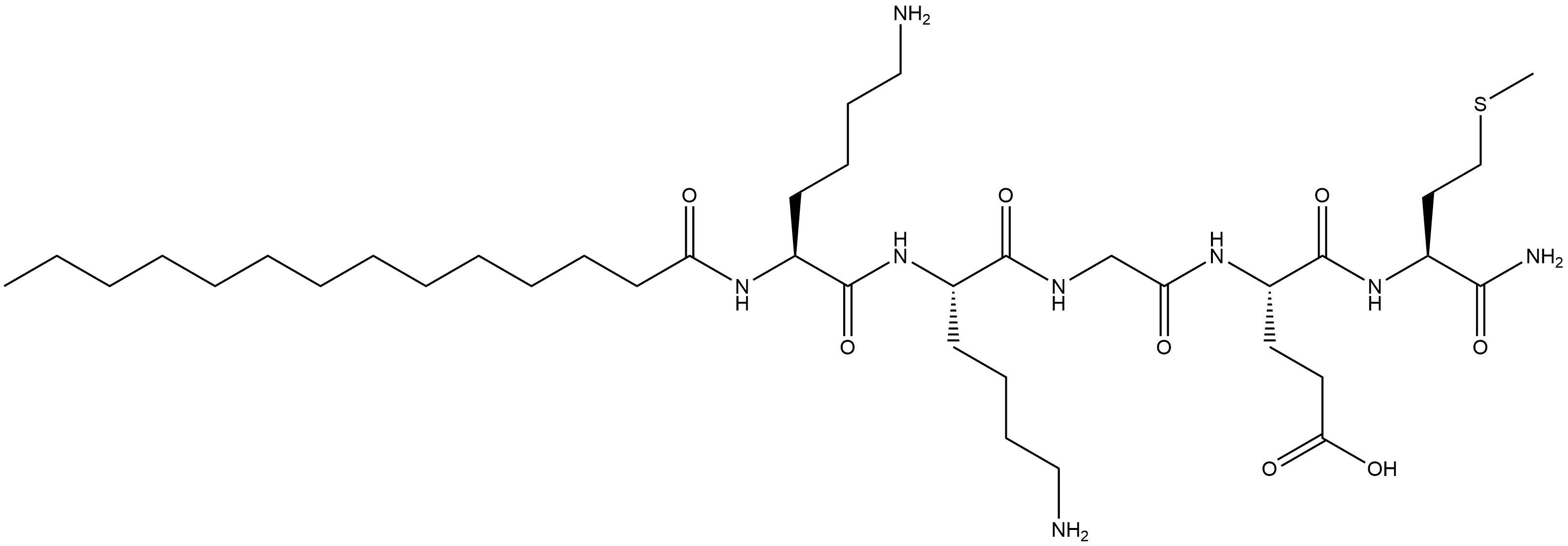 L-Methioninamide, N2-(1-oxotetradecyl)-L-lysyl-L-lysylglycyl-L-α-glutamyl- Structure