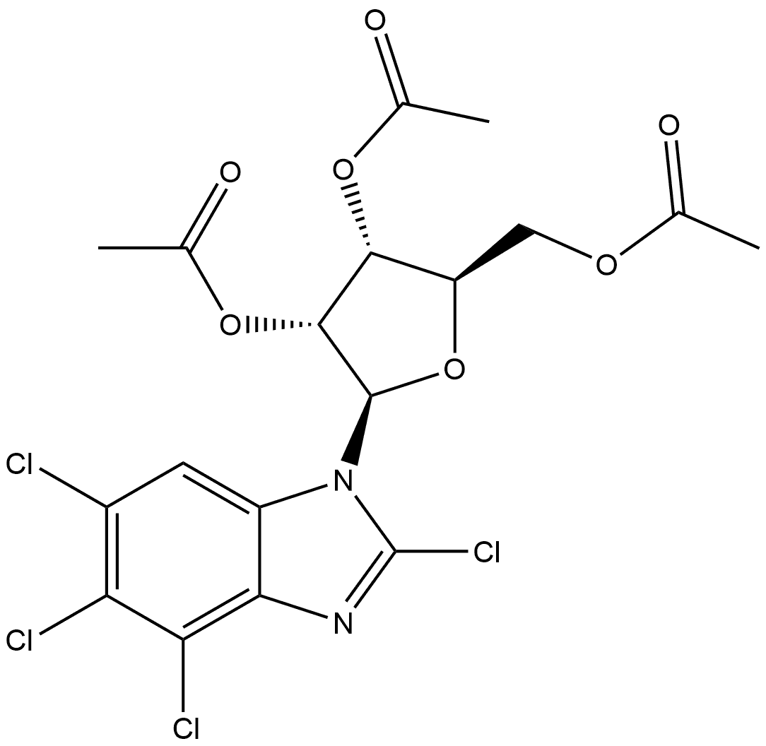 2,4,5,6-Tetrachloro-1-(2,3,5-tri-O-acetyl--D-ribofuranosyl)-1H-benzimidazole 구조식 이미지
