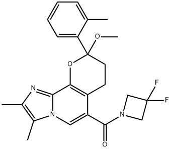 Methanone, (3,3-difluoro-1-azetidinyl)[8,9-dihydro-9-methoxy-2,3-dimethyl-9-(2-methylphenyl)-7H-imidazo[1,2-a]pyrano[2,3-c]pyridin-6-yl]- Structure