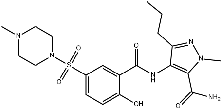 1H-Pyrazole-5-carboxamide, 4-[[2-hydroxy-5-[(4-methyl-1-piperazinyl)sulfonyl]benzoyl]amino]-1-methyl-3-propyl- 구조식 이미지