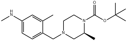 1-Piperazinecarboxylic acid, 2-methyl-4-[[2-methyl-4-(methylamino)phenyl]methyl]-, 1,1-dimethylethyl ester, (2S)- Structure