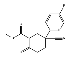 Cyclohexanecarboxylic acid, 5-cyano-5-(5-fluoro-2-pyridinyl)-2-oxo-, methyl ester Structure