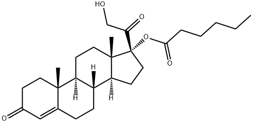 Pregn-4-ene-3,20-dione, 17,21-dihydroxy-, 17-hexanoate Structure