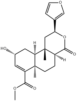 (2S)-2β-(3-Furyl)-9α-hydroxy-6aα,10bβ-dimethyl-4-oxo-1,4,4aα,5,6,6a,9,10,10aα,10b-decahydro-2H-naphtho[2,1-c]pyran-7-carboxylic acid methyl ester 구조식 이미지
