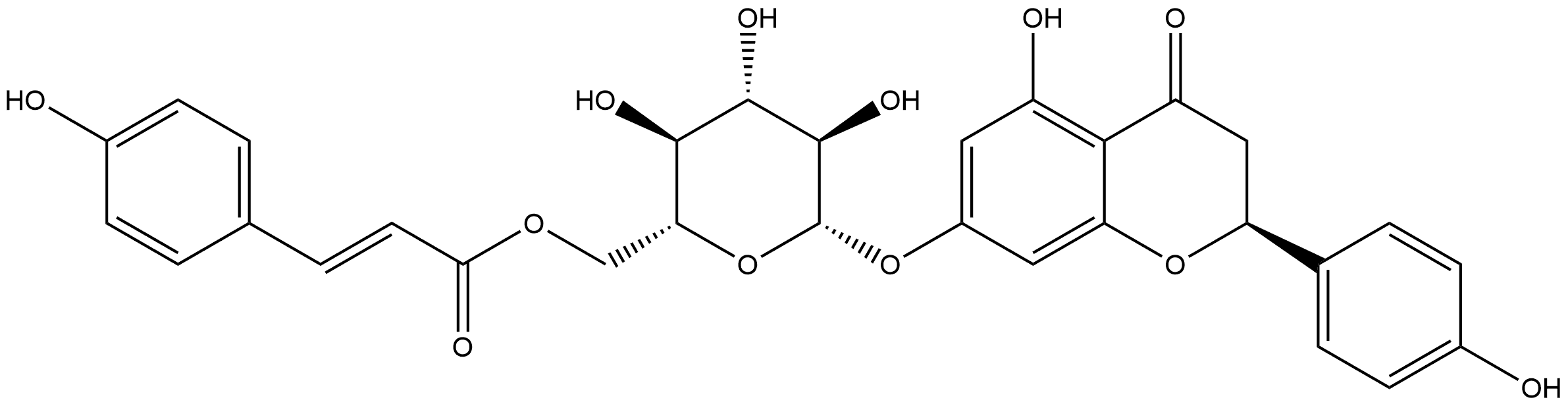 4H-1-Benzopyran-4-one, 2,3-dihydro-5-hydroxy-2-(4-hydroxyphenyl)-7-[[6-O-[(2E)-3-(4-hydroxyphenyl)-1-oxo-2-propen-1-yl]-β-D-glucopyranosyl]oxy]-, (2S)- Structure