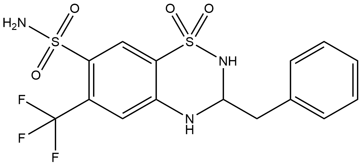 2H-1,2,4-Benzothiadiazine-7-sulfonamide, 3,4-dihydro-3-(phenylmethyl)-6-(trifluoromethyl)-, 1,1-dioxide, (-)- Structure