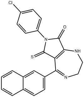 5-(2'-naphthyl)-7-4-chlorophenyl-(2,3,6,8-tetrahydro)pyrrolo-(3,4-e)(1,4)-diazepine-6-thioxo-8-(1H,7H)one Structure