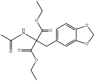 Propanedioic acid, 2-(acetylamino)-2-(1,3-benzodioxol-5-ylmethyl)-, 1,3-diethyl ester Structure