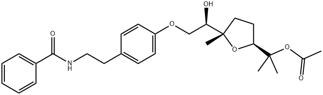Benzamide, N-[2-[4-[(2R)-2-[(2S,5S)-5-[1-(acetyloxy)-1-methylethyl]tetrahydro-2-methyl-2-furanyl]-2-hydroxyethoxy]phenyl]ethyl]- (9CI) 구조식 이미지