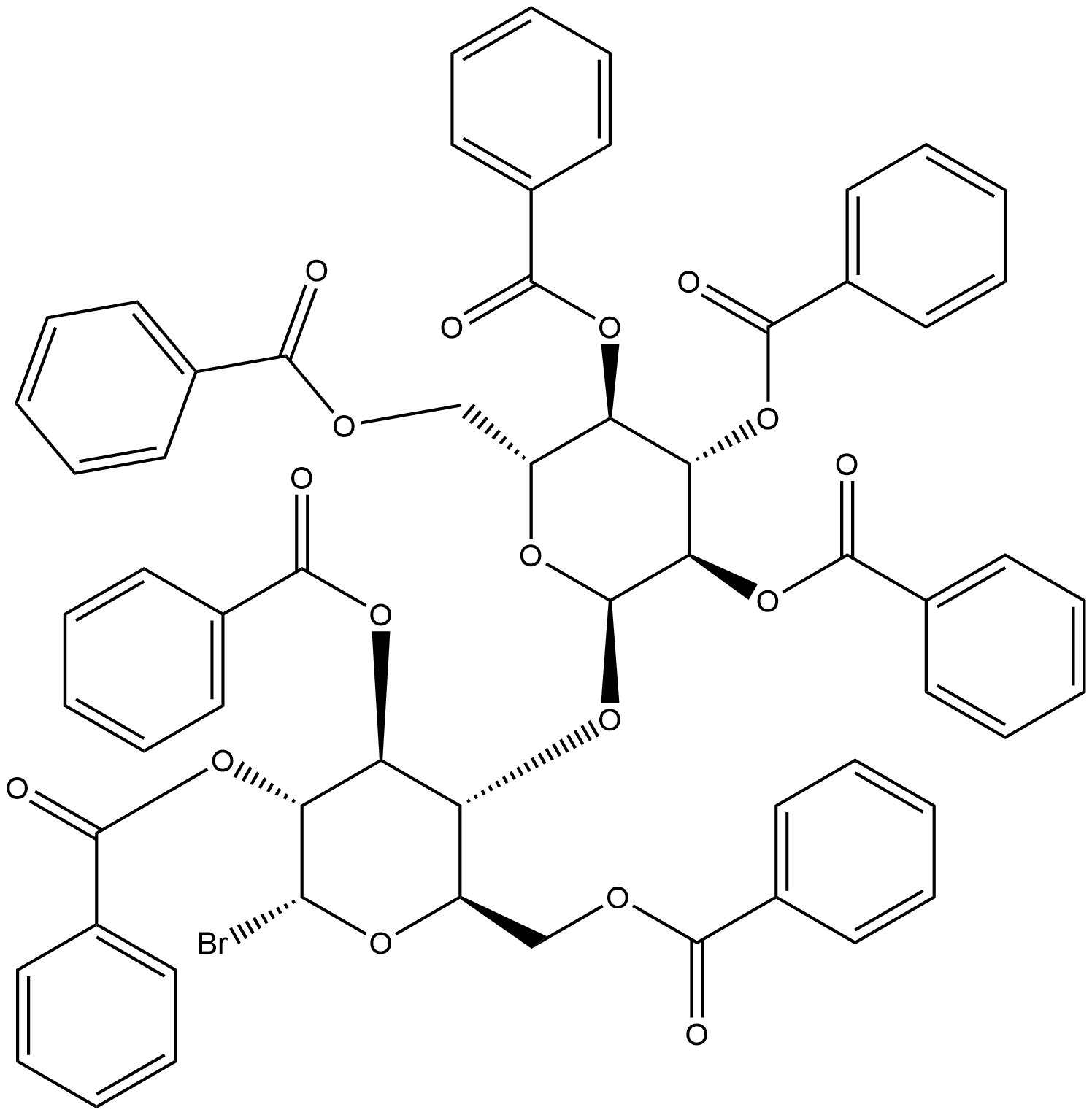 α-D-Glucopyranosyl bromide, 4-O-(2,3,4,6-tetra-O-benzoyl-α-D-glucopyranosyl)-, 2,3,6-tribenzoate Structure