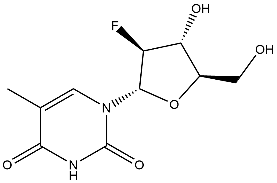 2,4(1H,3H)-Pyrimidinedione, 1-(2-deoxy-2-fluoro-α-D-arabinofuranosyl)-5-methyl- 구조식 이미지