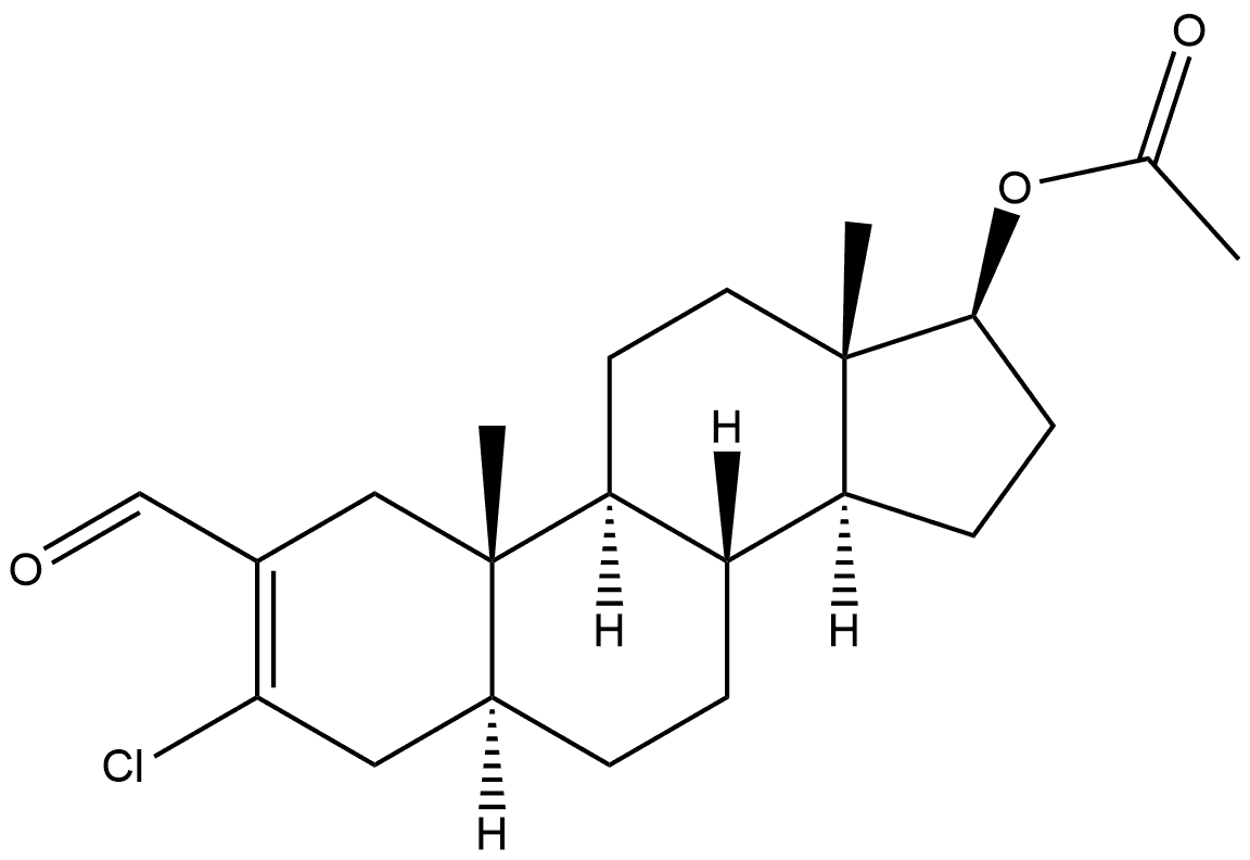 Androst-2-ene-2-carboxaldehyde, 17-(acetyloxy)-3-chloro-, (5α,17β)- Structure